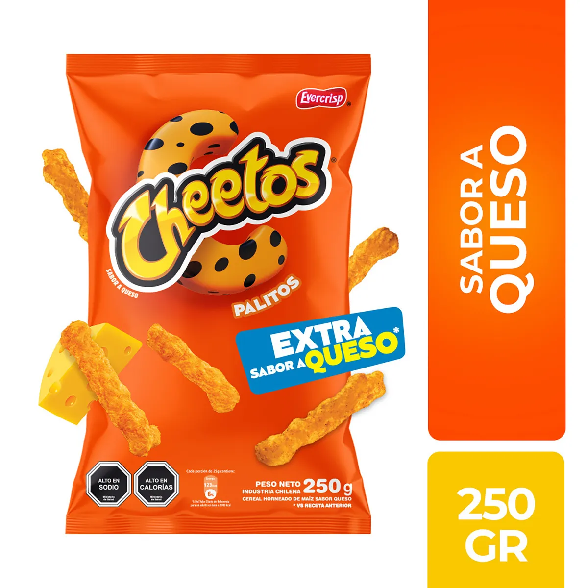 EVERCRISP - Snack Cheetos Palitos Extra Queso 250 gr