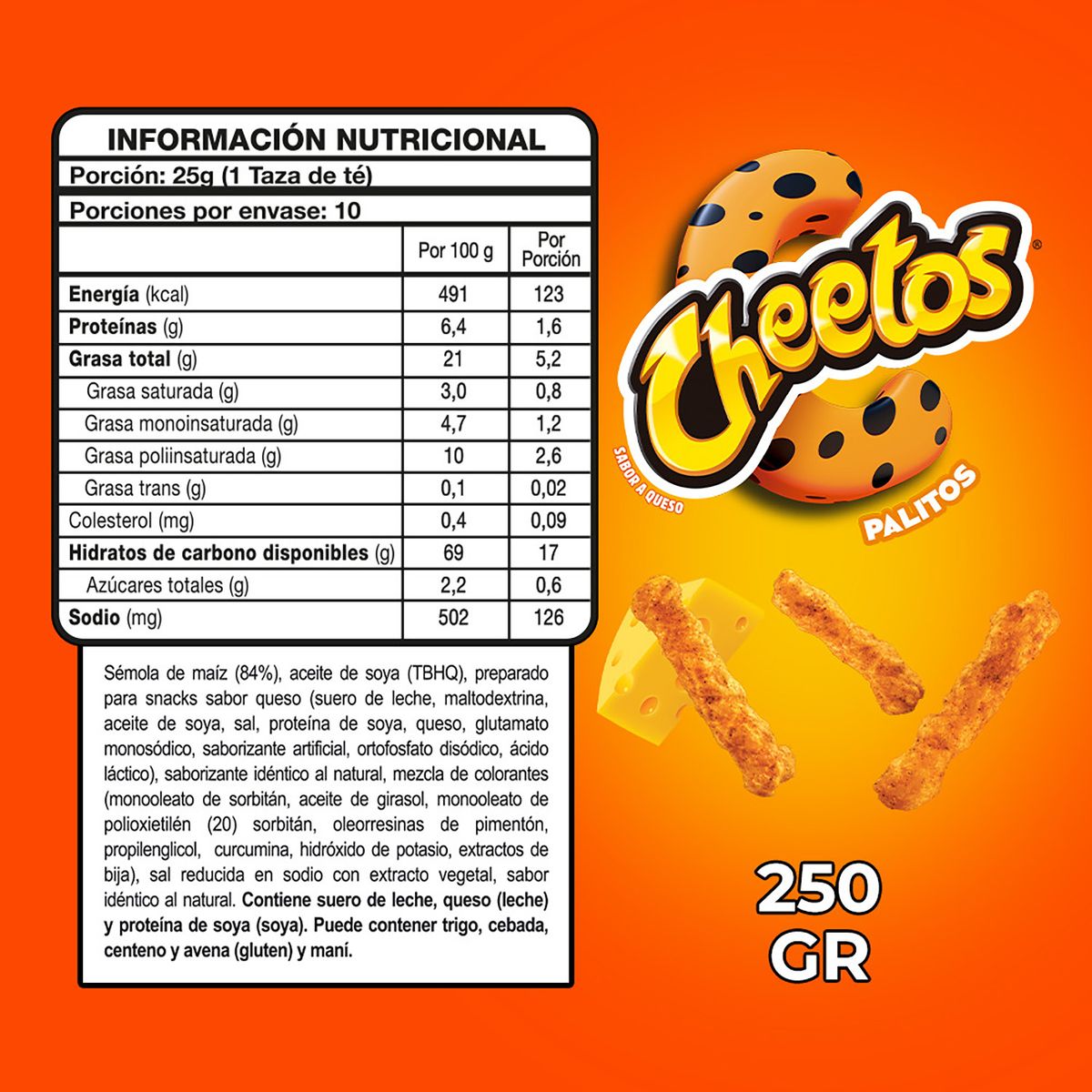 EVERCRISP - Snack Cheetos Palitos Extra Queso 250 gr