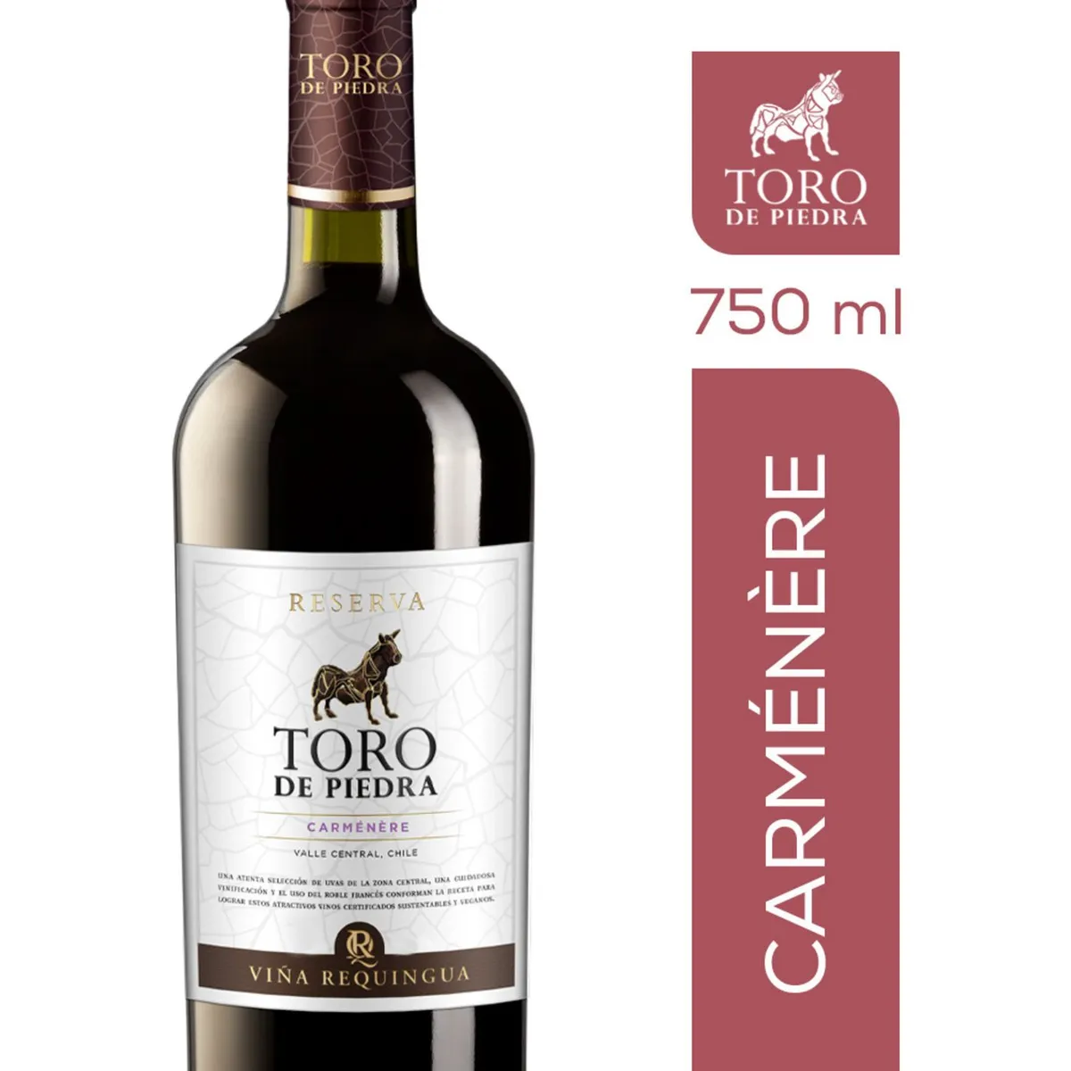 TORO DE PIEDRA - Vino Tinto Carmenere Reserva Toro de Piedra 13.5° 750 ml