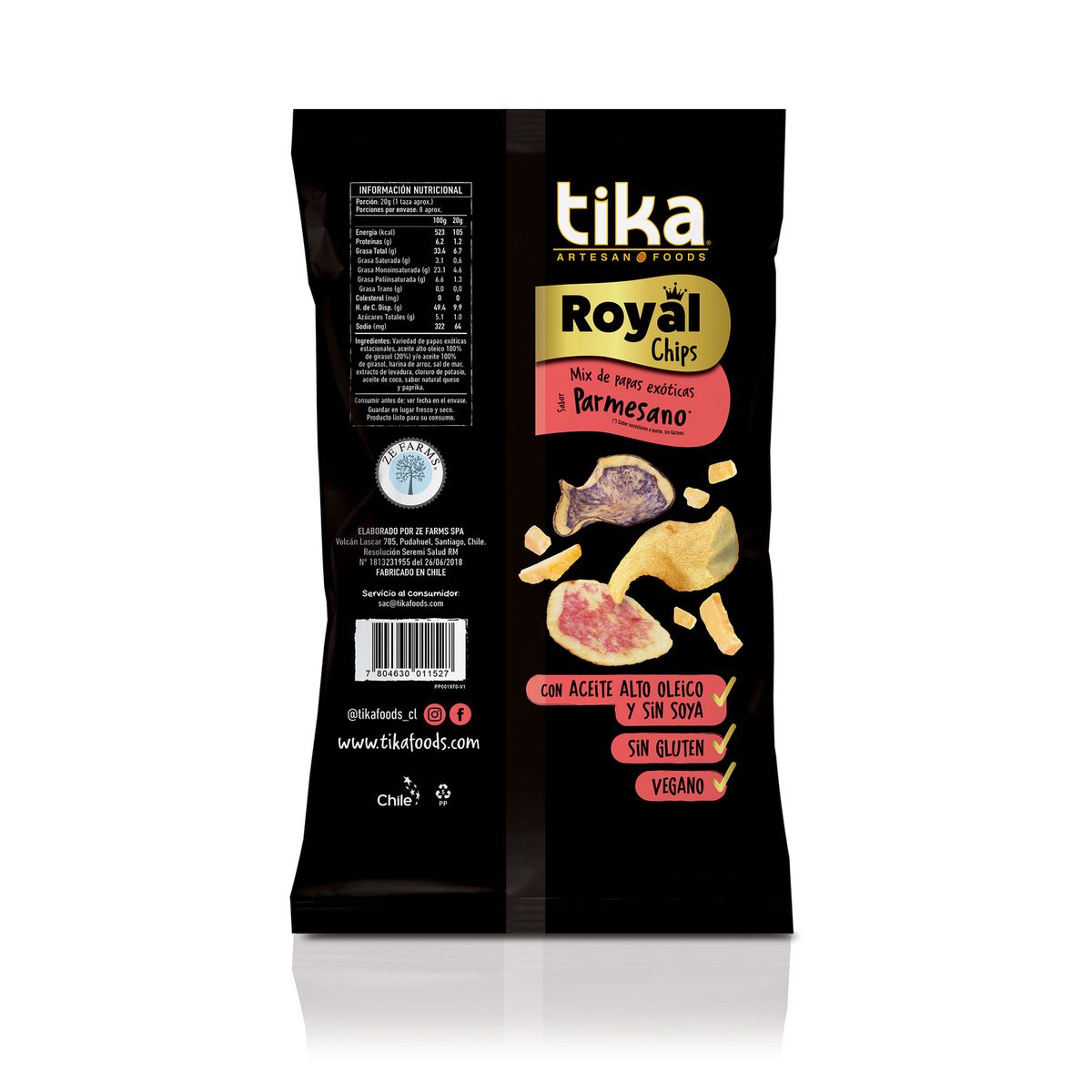 TIKA - Papas Fritas Chips Tika Royal Parmesano Vegano 150 gr