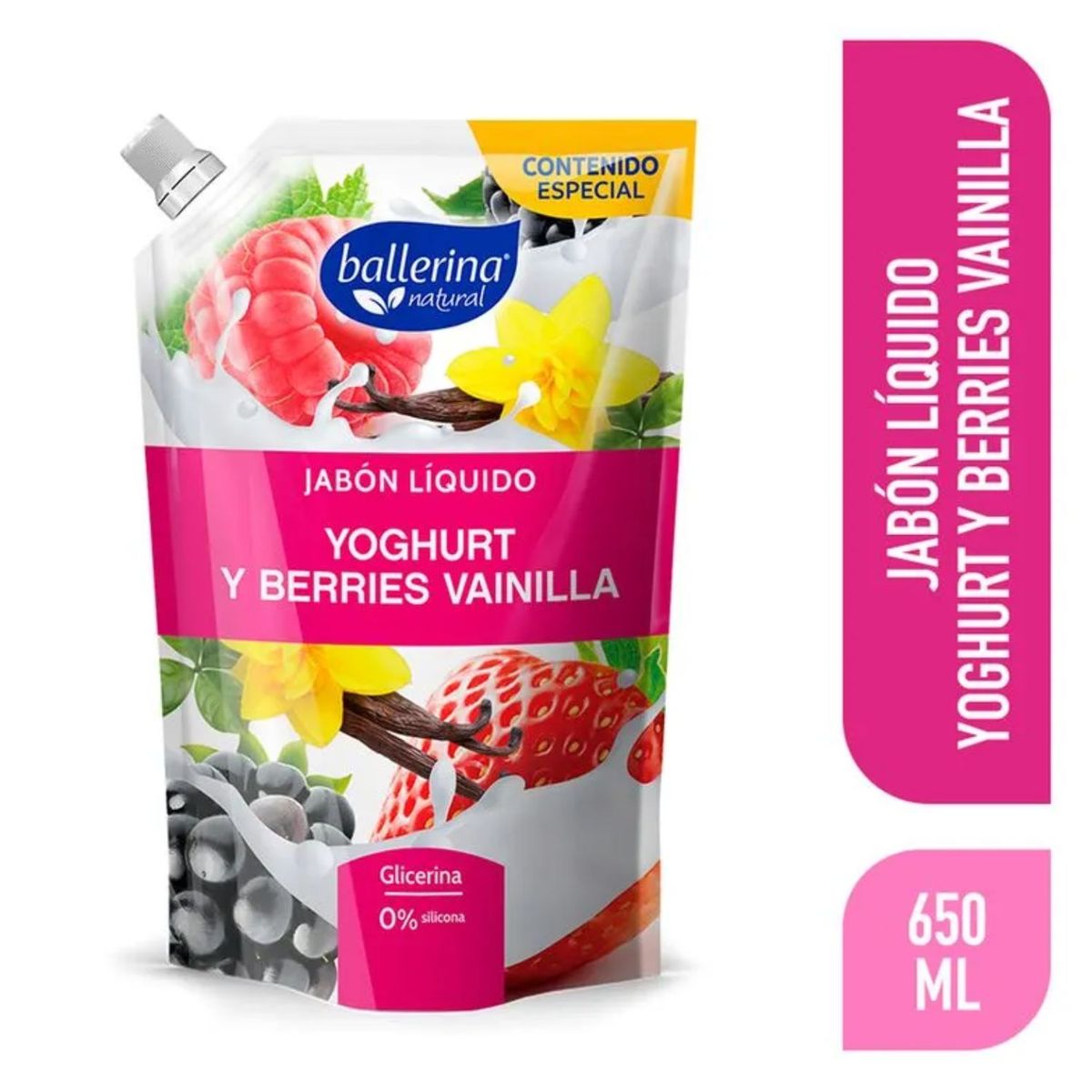 BALLERINA - Jabón Líquido Ballerina Yoghurt y Berries Vainilla Doypack 650 ml