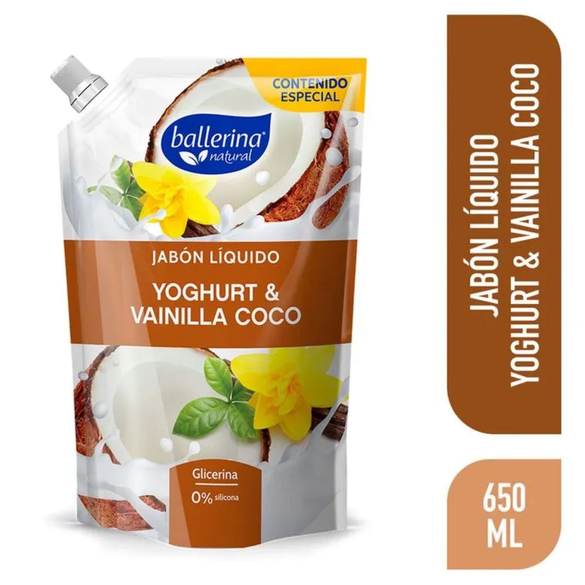 BALLERINA - Jabón Líquido Ballerina Yoghurt y Vainilla Coco Doypack 650 ml