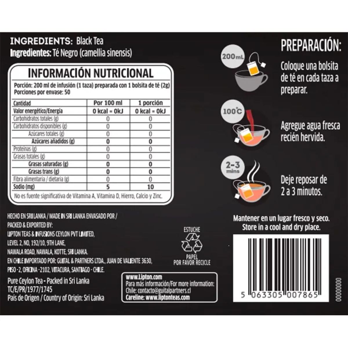 LIPTON - Té Royal Ceylon Lipton 100 Un
