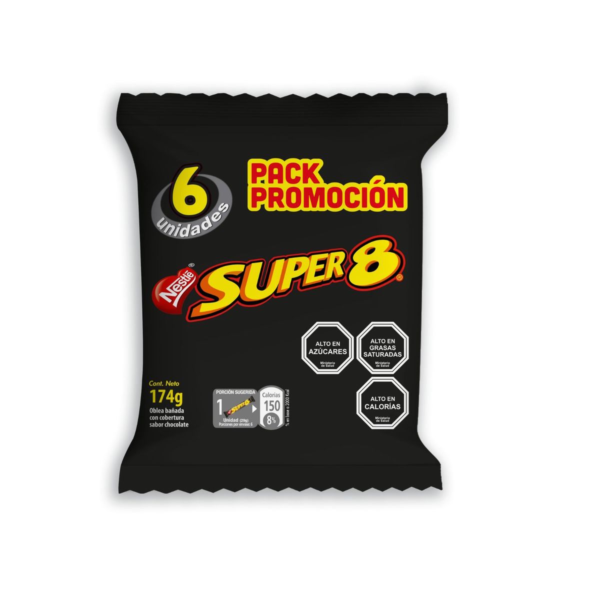 SUPER 8 - Galleta Oblea Super 8 Chocolate 6 x 29 gr