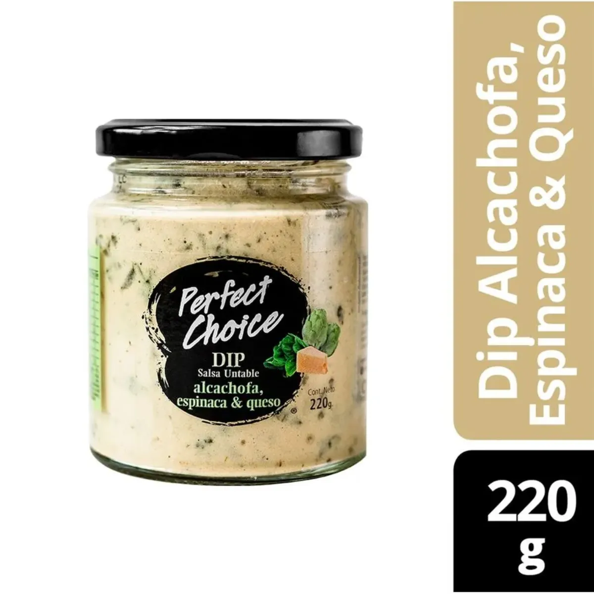 PERFECT CHOICE - Salsa Dip Alcachofa, Espinaca y Queso Perfect Choice 220 g