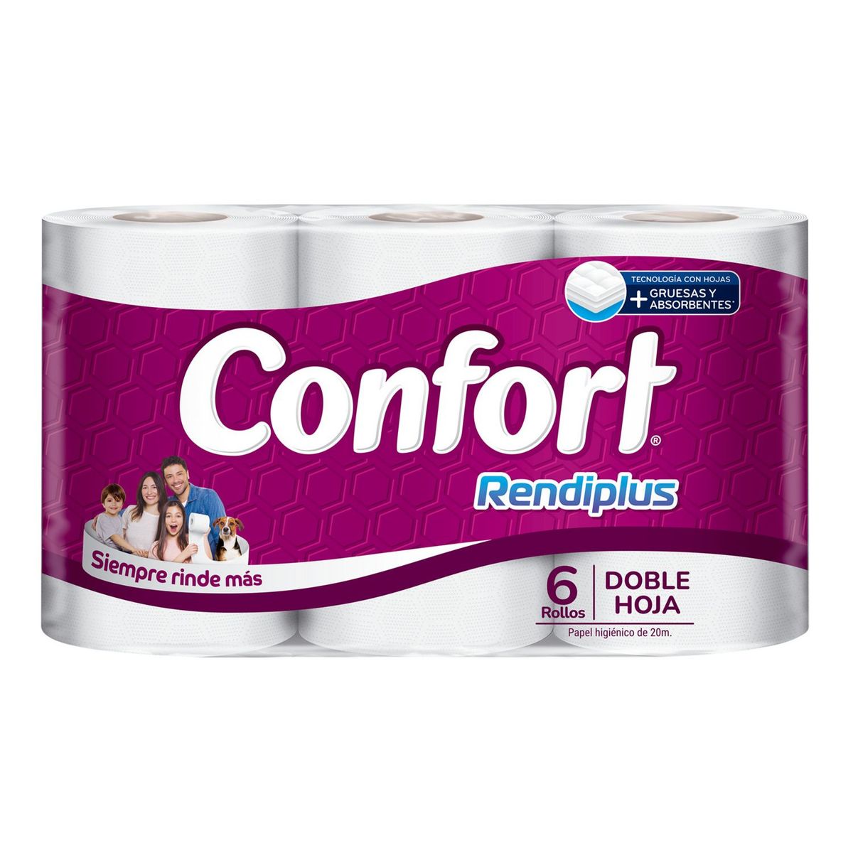 CONFORT - Papel Higiénico Confort Rendiplus Doble Hoja 6 x 20 mts