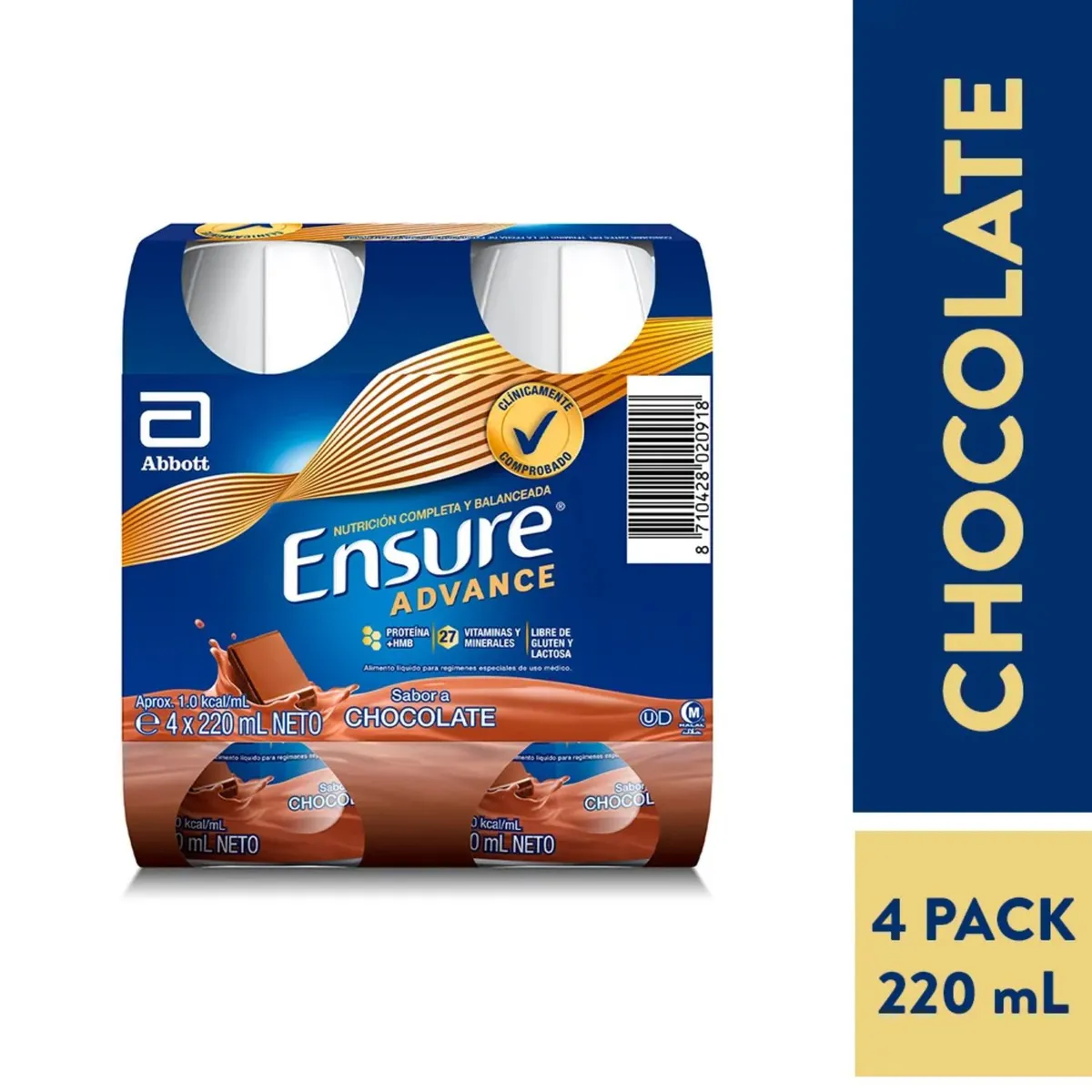ENSURE ADVANCE - Pack Alimento Nutricional Ensure Advance Sabor Chocolate 4 x 220 ml