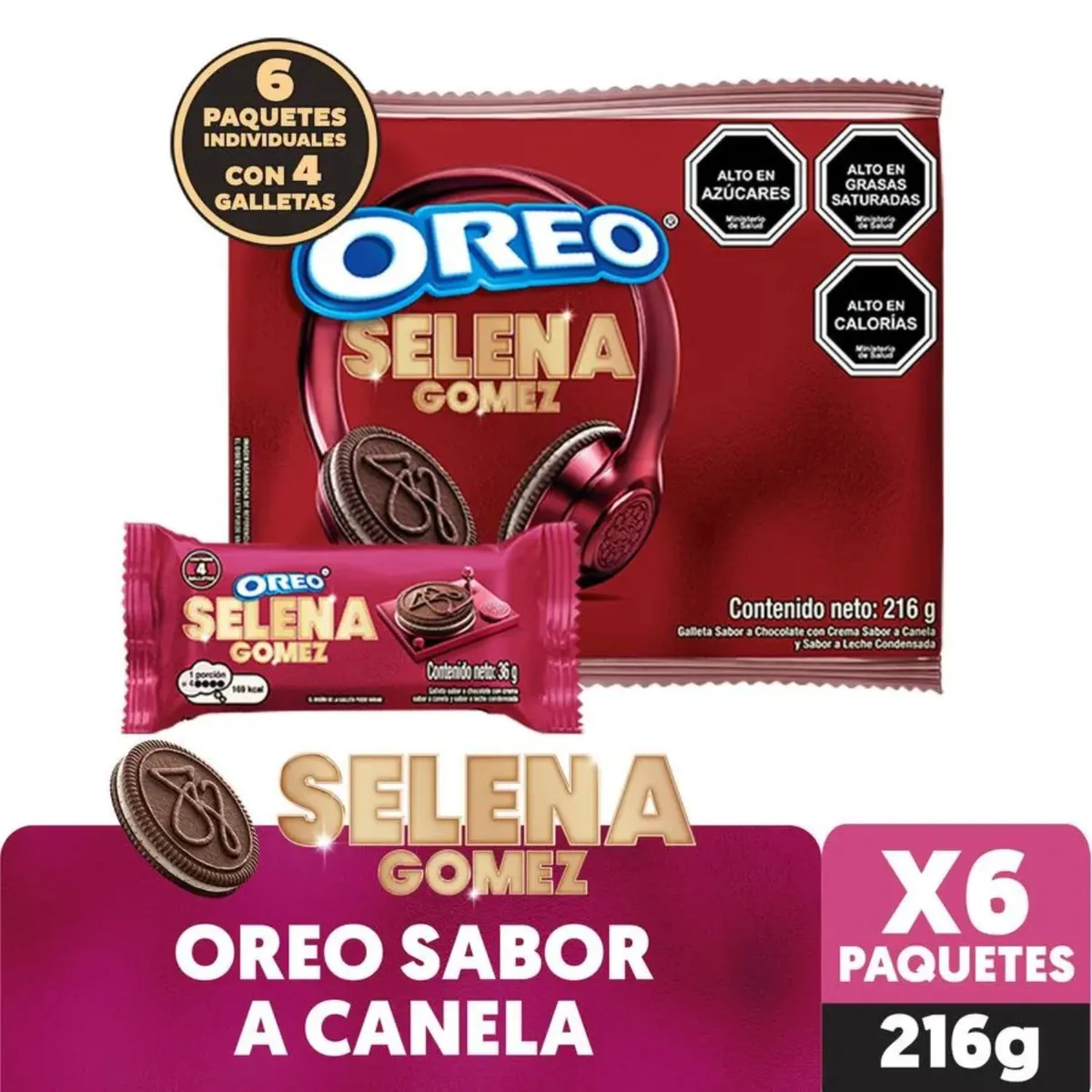 OREO - Pack Galletas Oreo Selena Gomez Sabor Canela 6 x 36 g