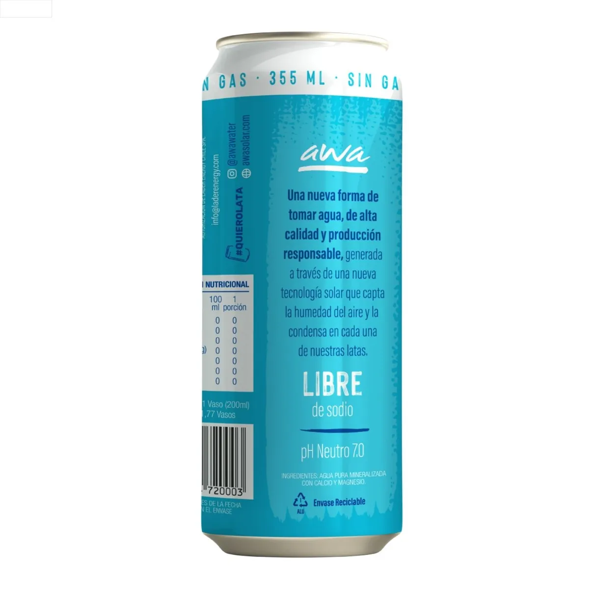 AWA SOLAR - Agua sin Gas Solarwater Lata Awa Solar 355 ml