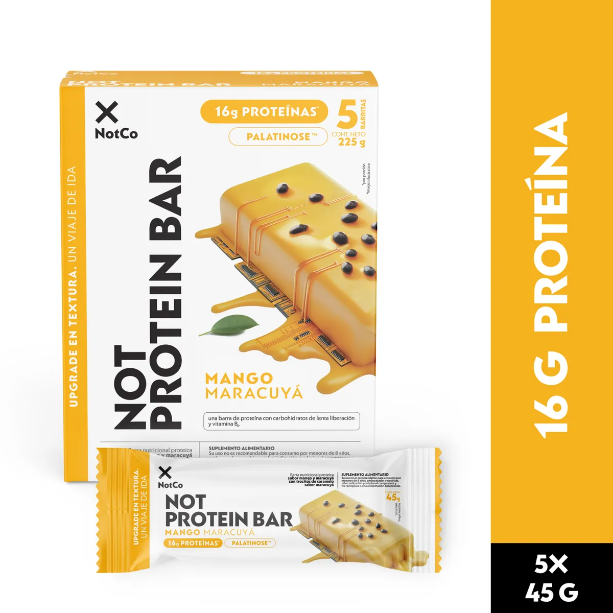 NOTSNACK BAR - Barra de Proteína NotSnack Bar Mango Maracuyá 5 x 45g