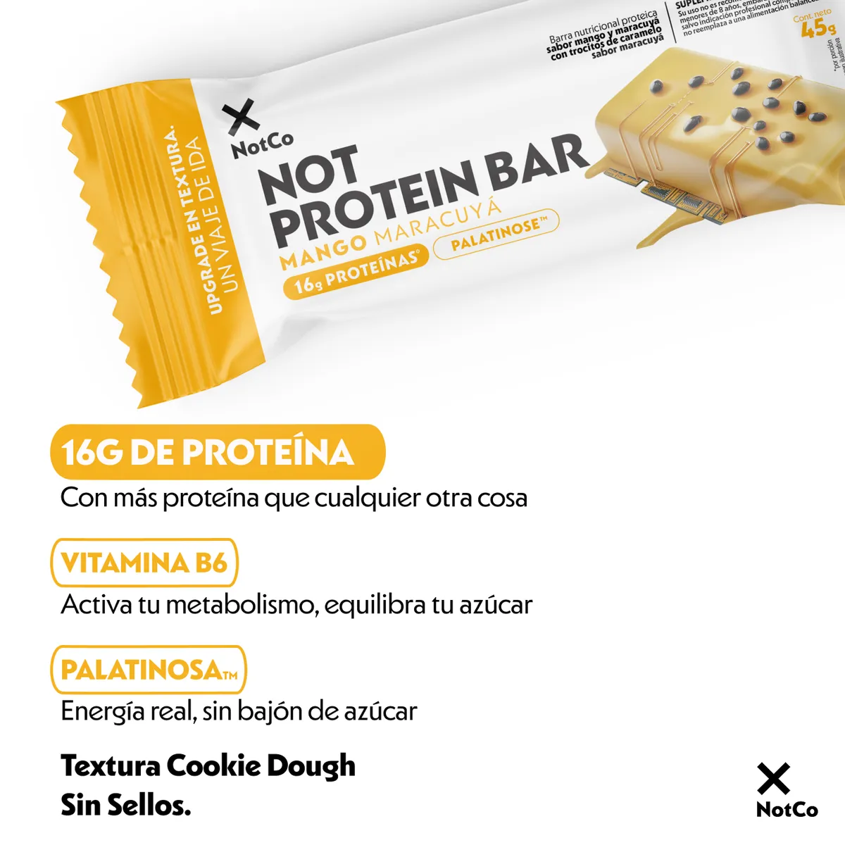NOTSNACK BAR - Barra de Proteína NotSnack Bar Mango Maracuyá 5 x 45g