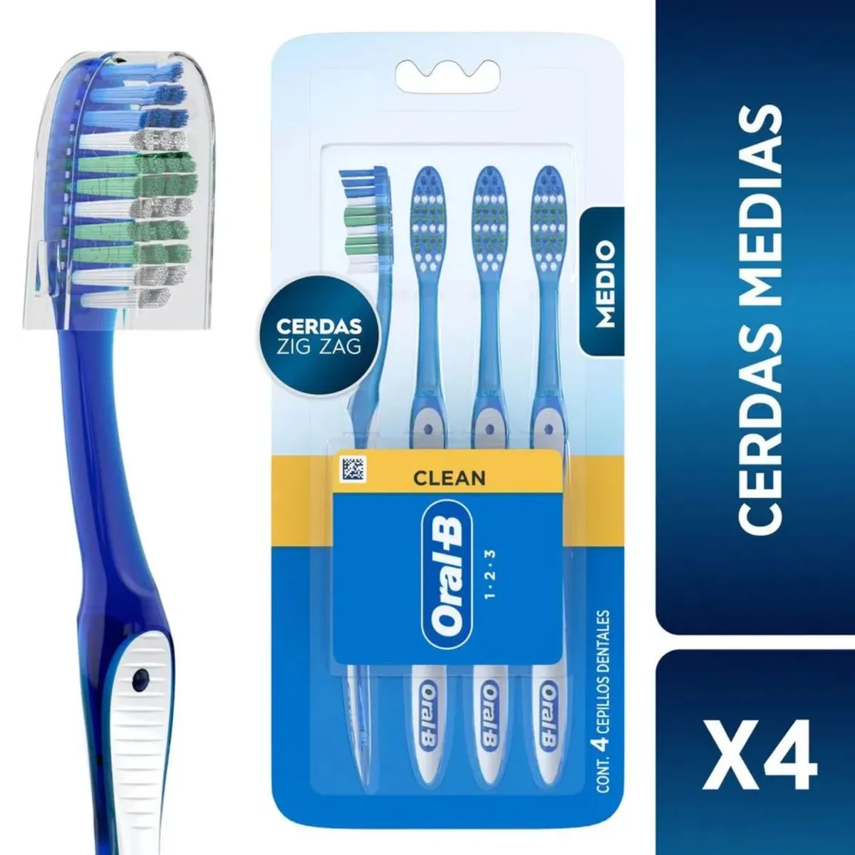 ORAL B - Pack Cepillos de Dientes Oral B Clean 123 4 Un
