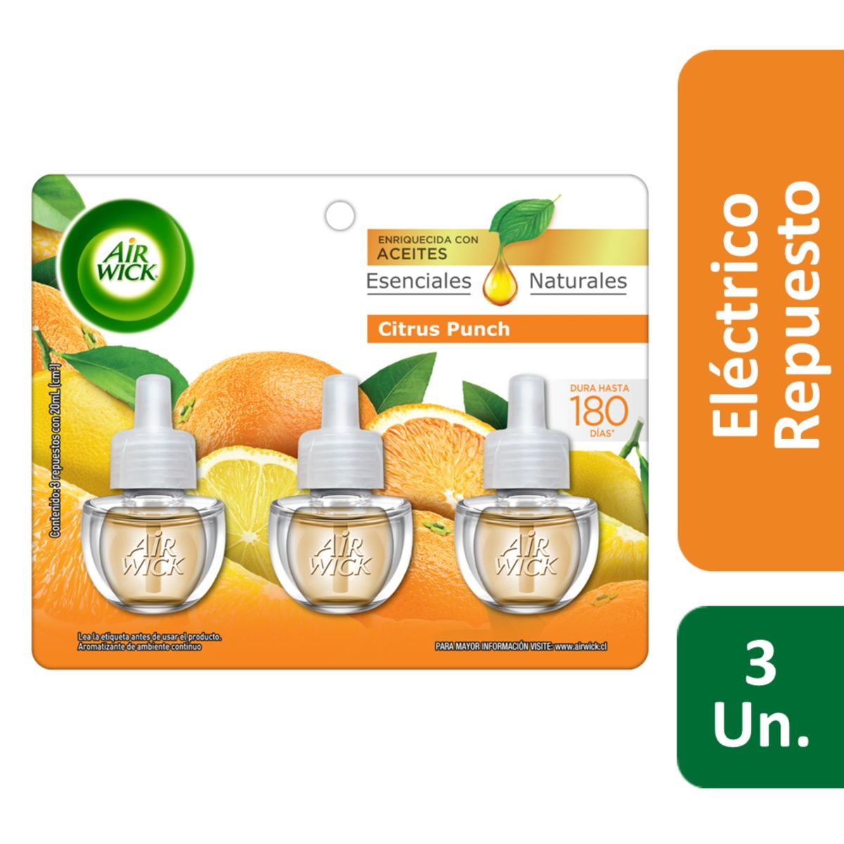 AIR WICK - Repuesto Eléctrico Aceite Aroma Citrus Punch Air Wick 3 x 20 ml