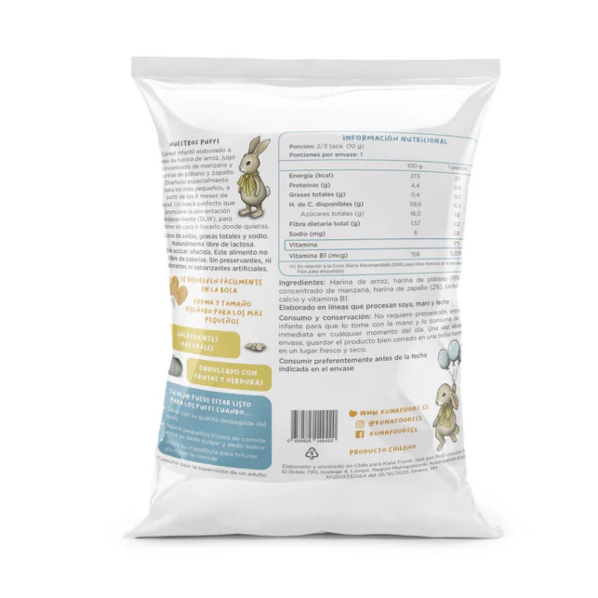 KUNA FOODS - Cereal Infantil Sabor Plátano Zapallo Kuna Foods 10 g
