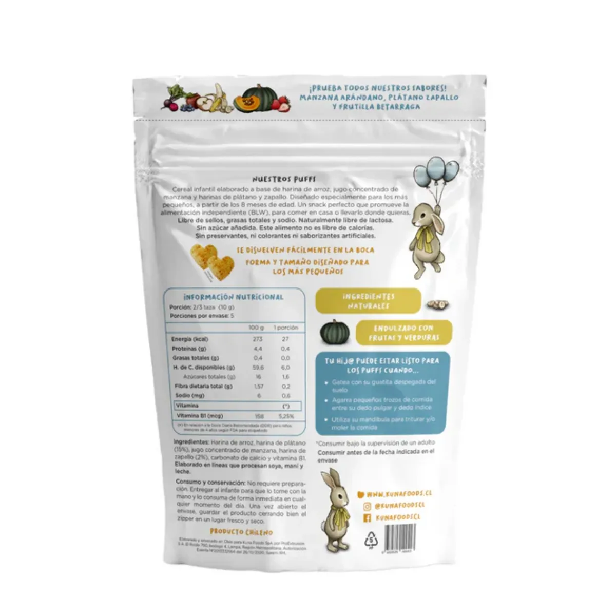 KUNA FOODS - Cereal Infantil Sabor Plátano Zapallo Kuna Foods 50 g