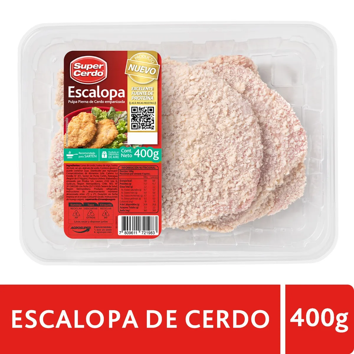 SUPER CERDO - Escalopa de Cerdo Apanada Super Cerdo 400 g