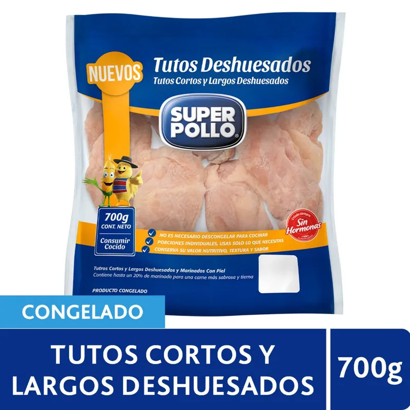 SUPER POLLO - Trutros de Pollo Cortos y Largos Deshuesados Congelados Super Pollo 700 g