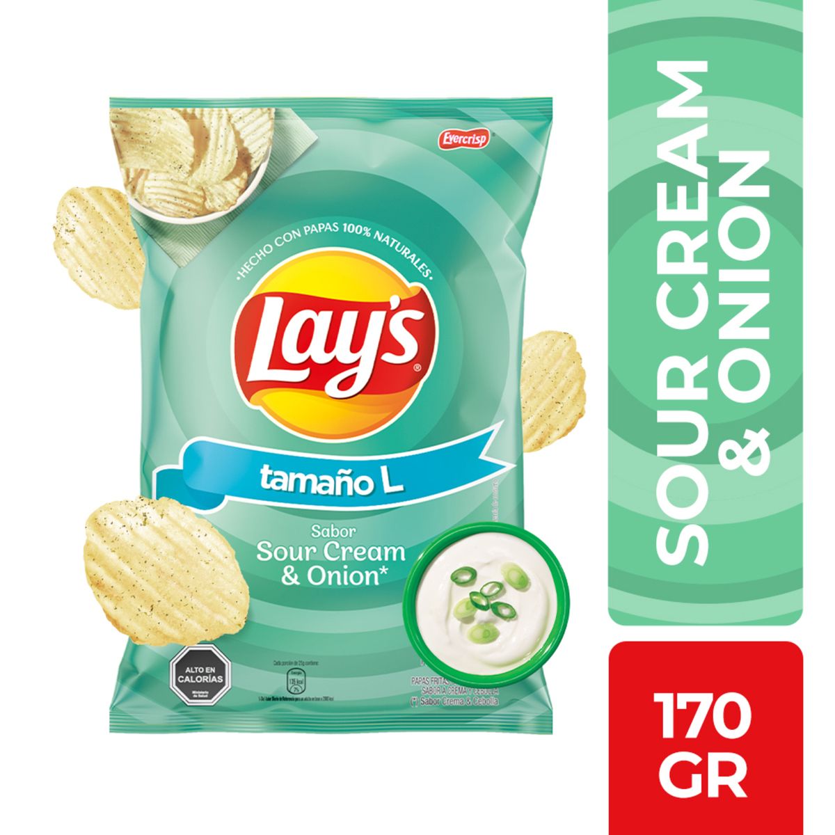 LAYS - Papas Fritas Sabor Sour Cream y Onion Lays 170 g