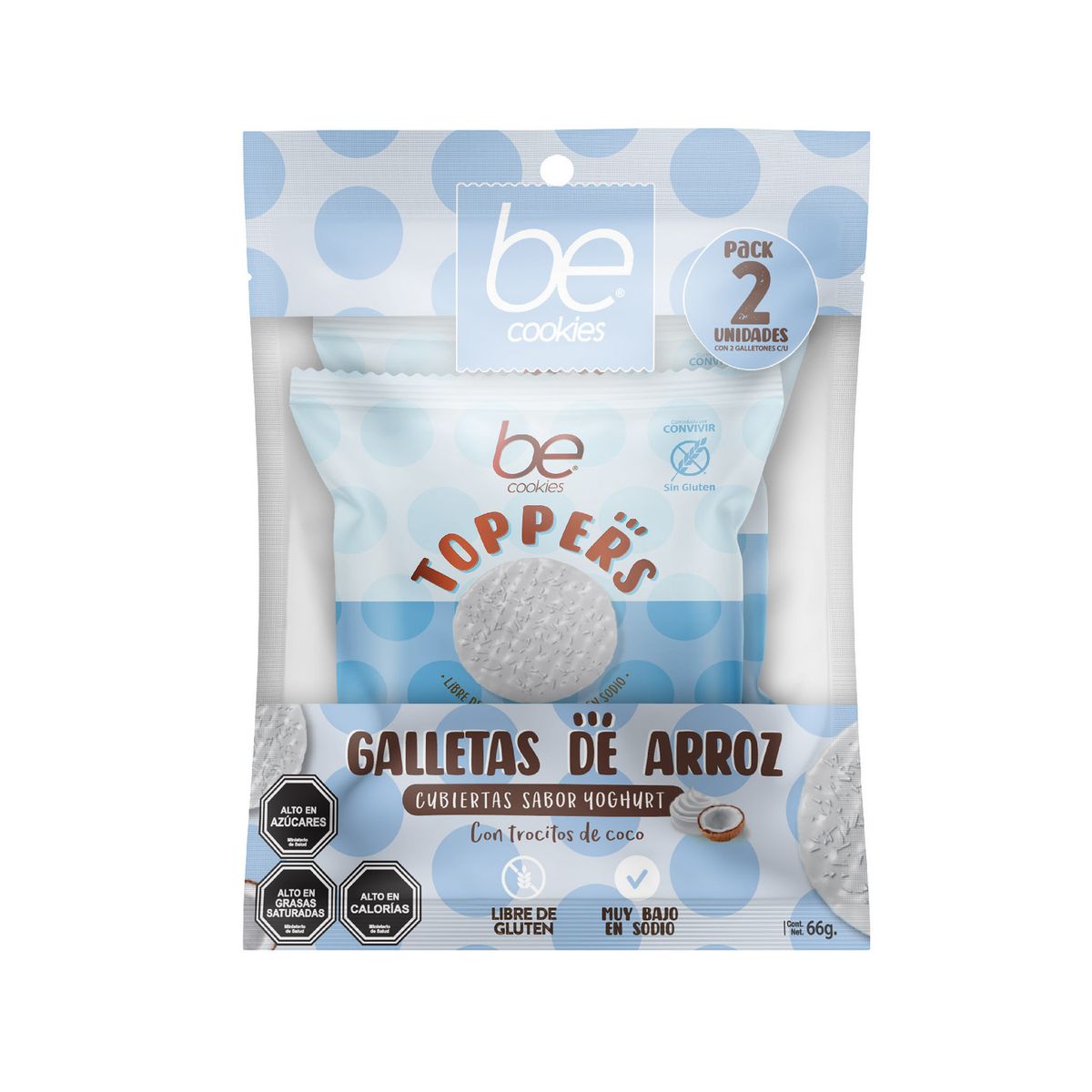 BE COOKIES - Pack Galletas de Arroz Be Cookies Toppers Yoghurt y Coco 2 x 33 g