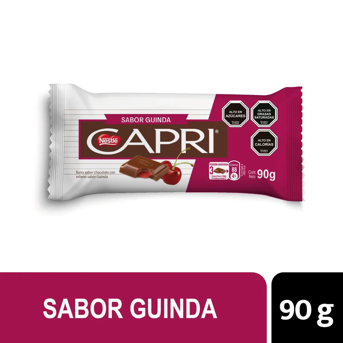 CAPRI - Chocolate en Barra Capri Relleno Sabor Guinda 90 g