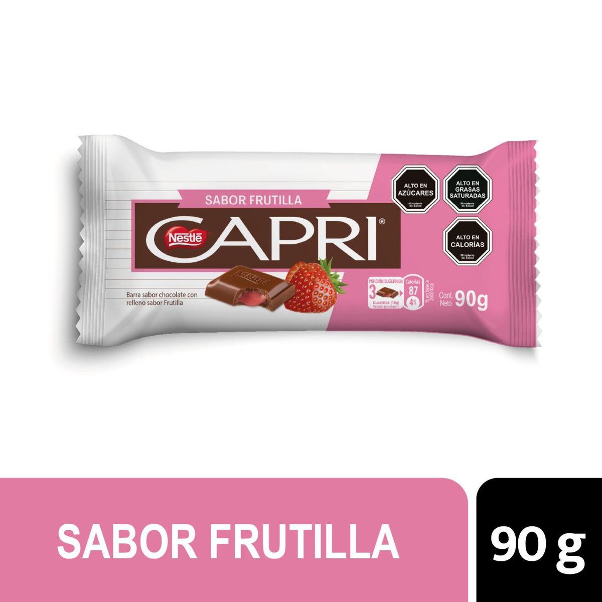 CAPRI - Chocolate en Barra Capri Relleno Sabor Frutilla 90 g