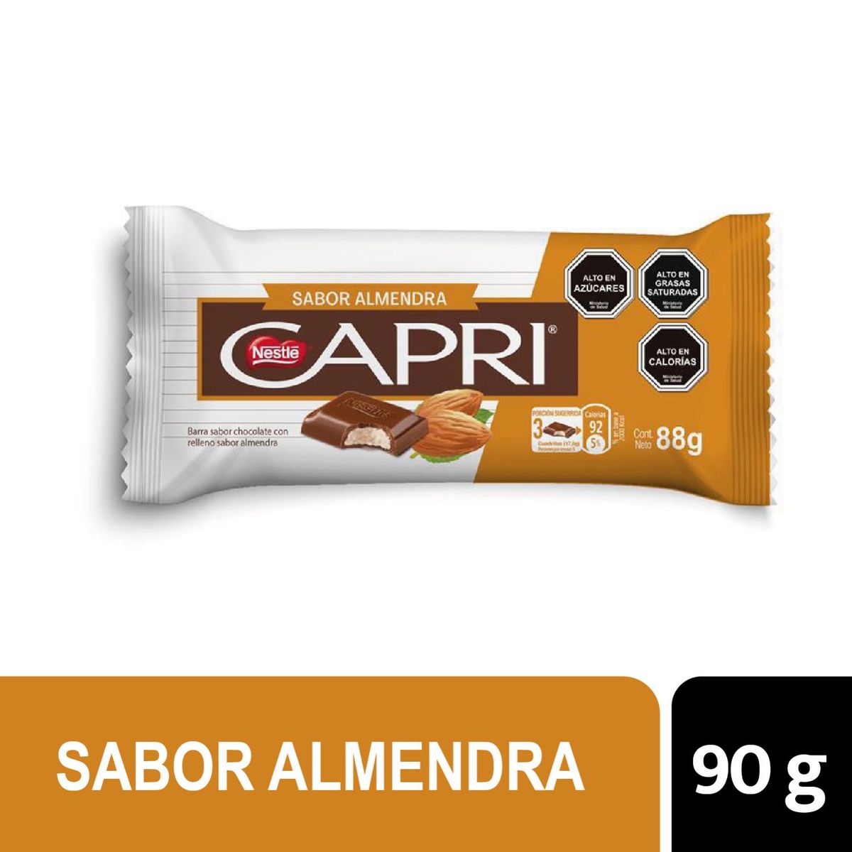 CAPRI - Chocolate en Barra Capri Relleno Sabor Almendra 90 g