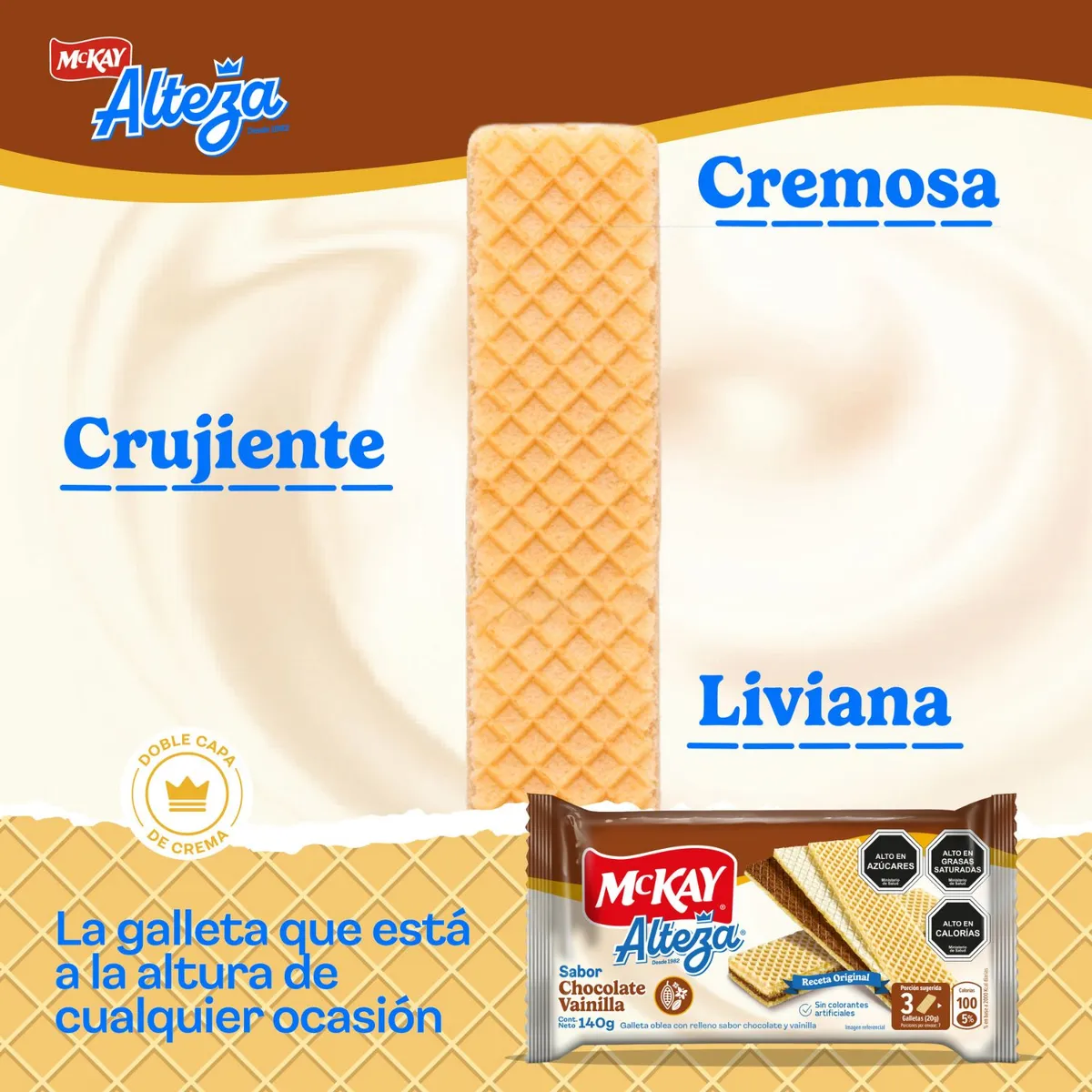 MCKAY - Galletas Oblea Alteza Chocolate Vainilla Mckay 140 g