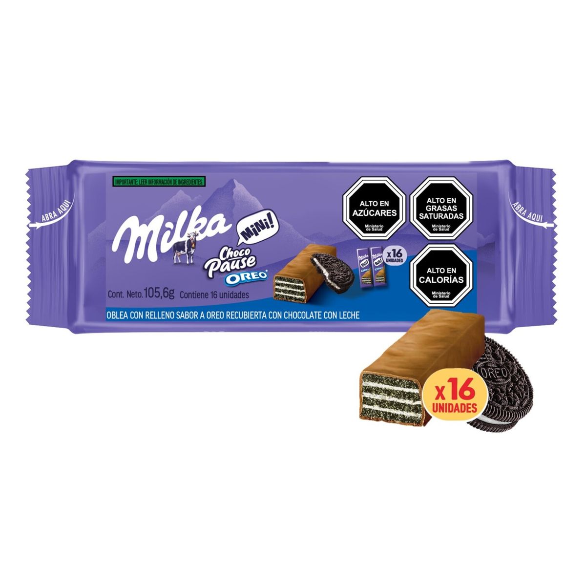 MILKA - Obleas Milka Chocopause Bis Bañada y Rellena con Oreo 105.6 g