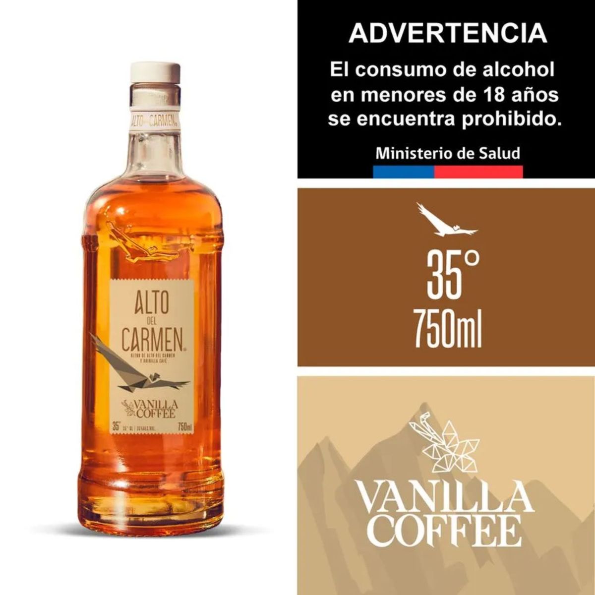 ALTO DEL CARMEN - Pisco Alto del Carmen Vainilla Coffee 35° 750 ml