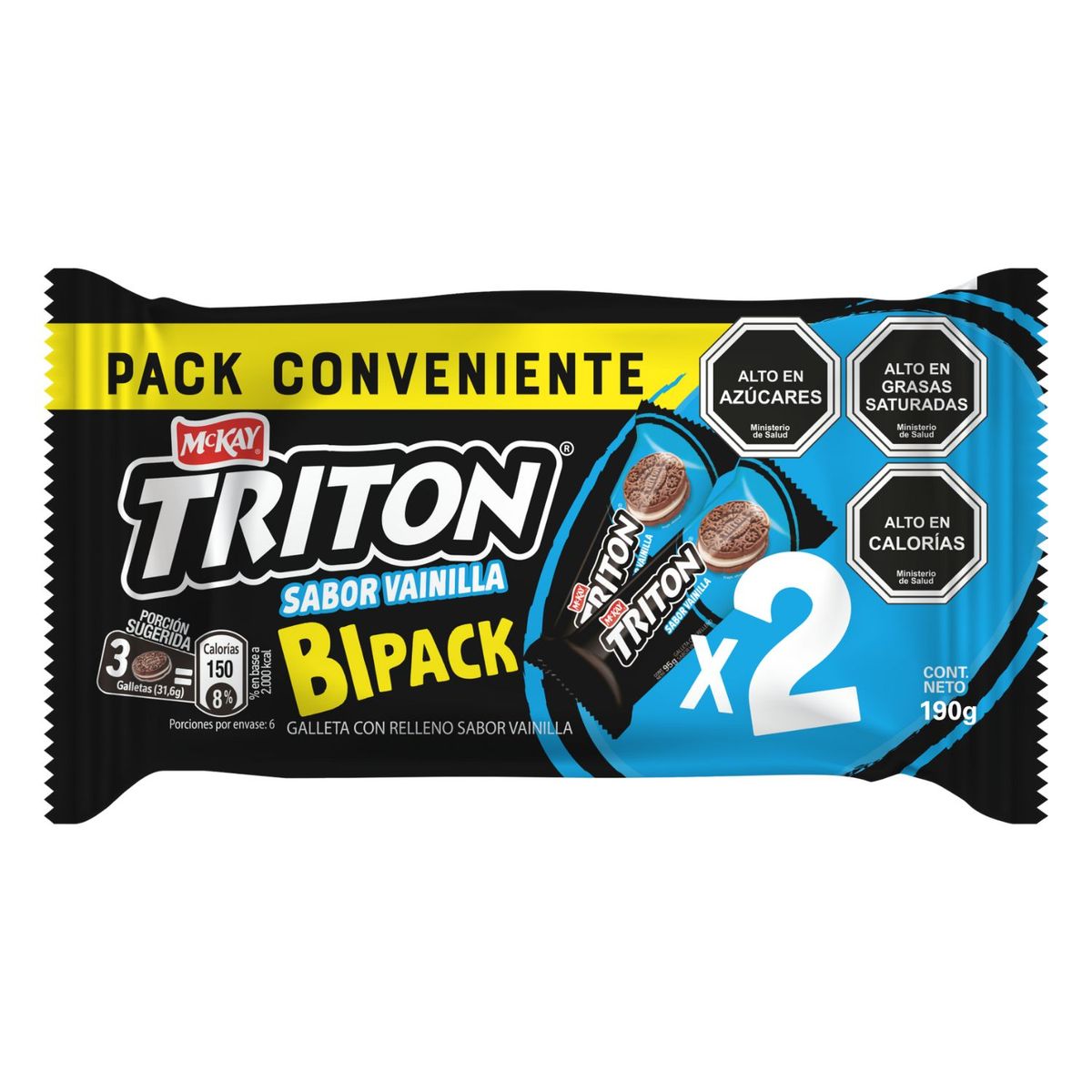 TRITON - Pack Galletas Triton Sabor Vainilla 2 x 95 g
