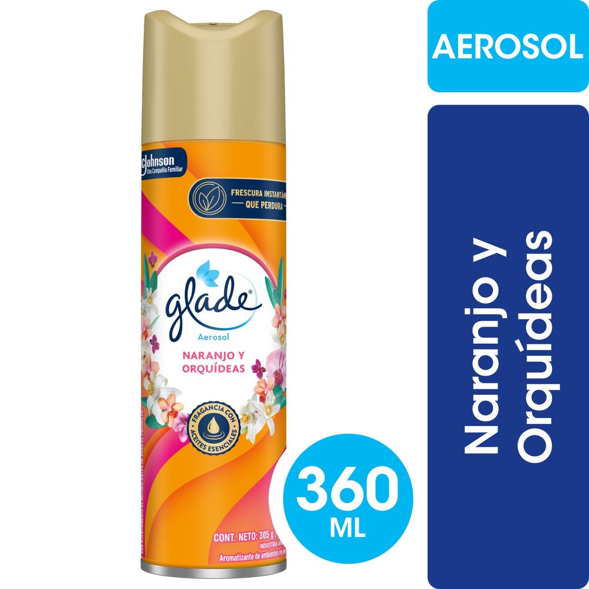GLADE - Desodorante Ambiental Glade Aerosol Flores Naranjo y Orquídeas 360 ml