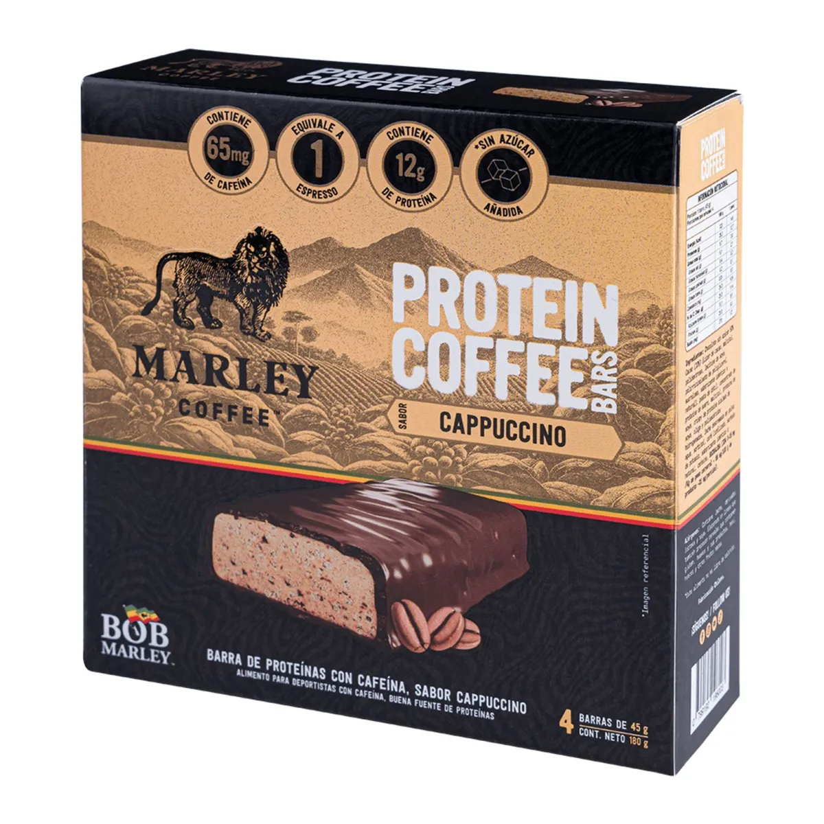 MARLEY COFFEE - Barras de Proteína con Cafeína Marley Coffee Sabor Cappuccino 4 x 45 g