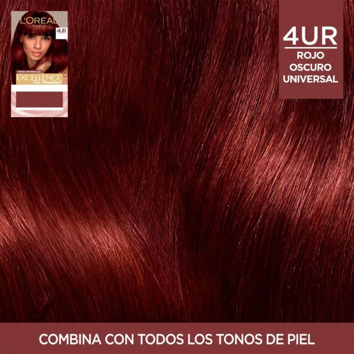 EXCELLENCE - Tintura Tono Rojo Oscuro 4UR Excellence Sin Amoníaco