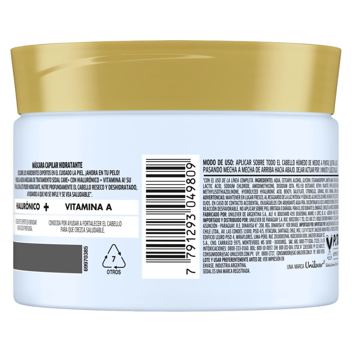 SEDAL - Mascarilla Capilar Sedal Hialurónico y Vitamina A 300 g