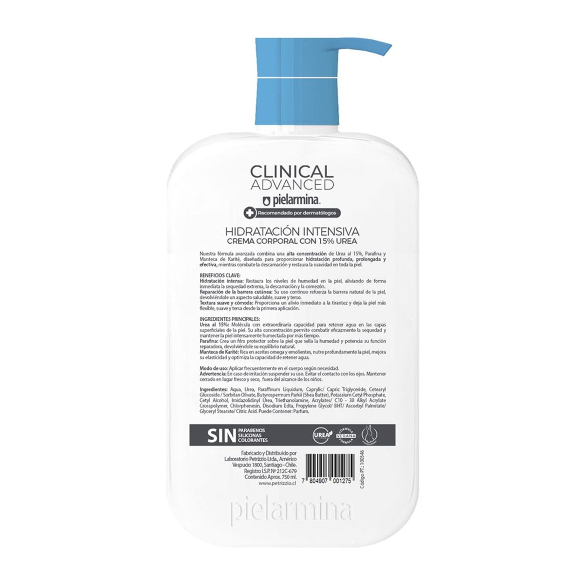 PIELARMINA - Crema Corporal Clinical Advanced Hidratación Intensiva Pielarmina 750 ml