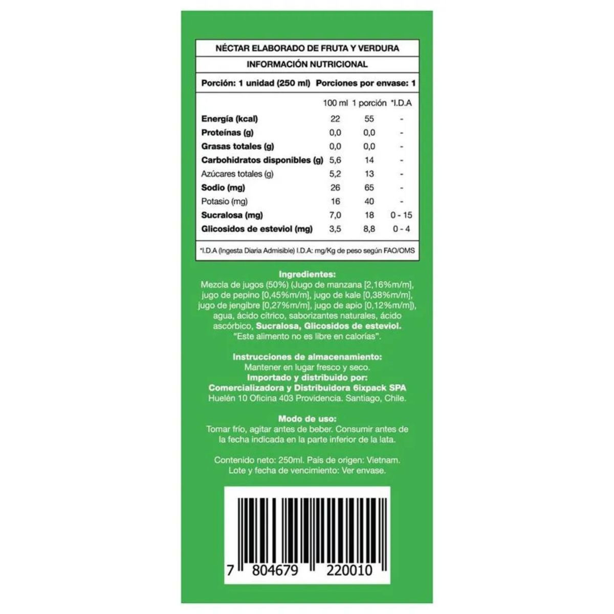 BE WELL - Jugo Green Vitality Kale, Apio, Pepino, Manzana y Jengibre Be Well 250 ml