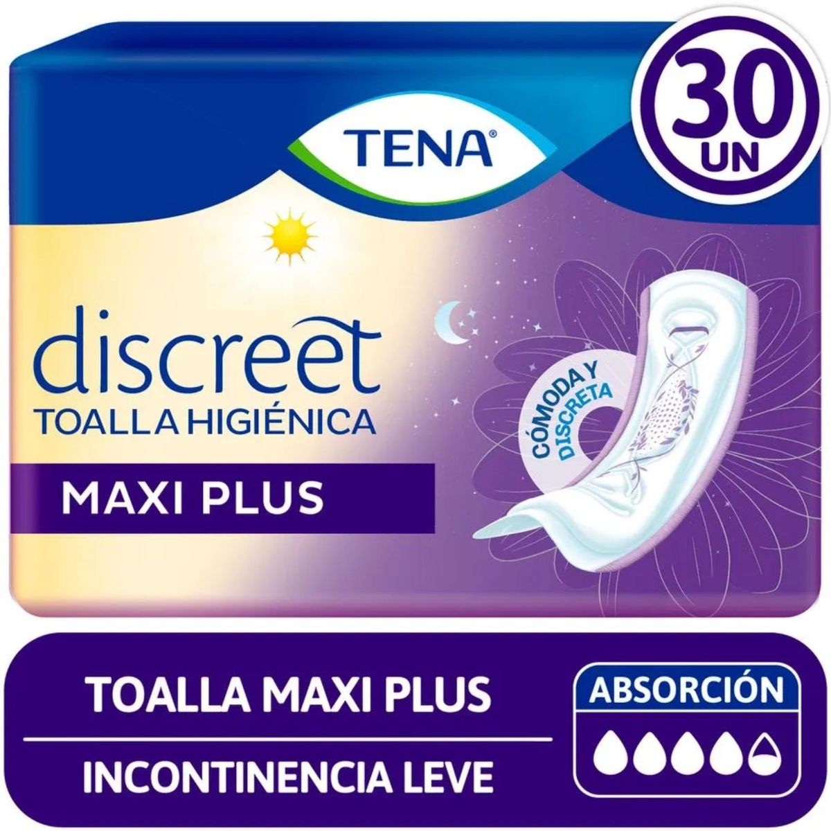TENA - Toallas Femeninas Tena Discreet Maxi Plus 30 Un