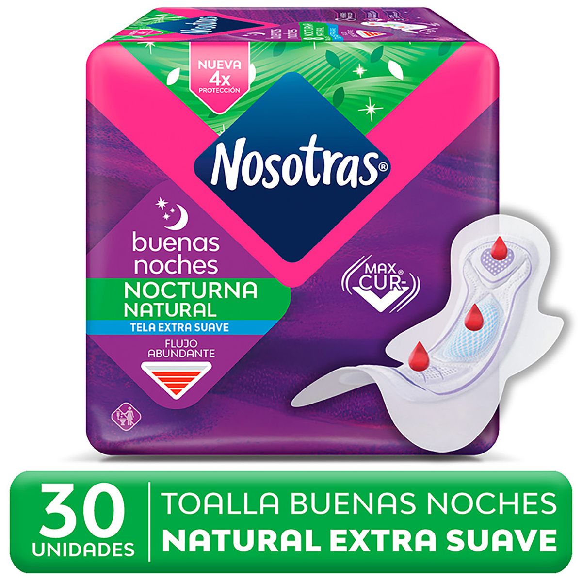 NOSOTRAS - Toalla Higiénica Nocturna Buenas Noches Natural Extra Suave Nosotras 30 Un
