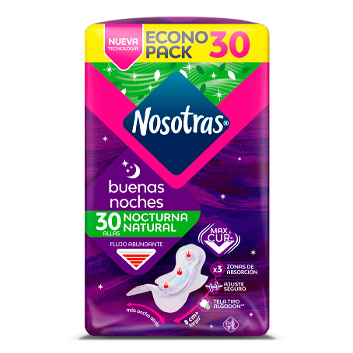 NOSOTRAS - Toalla Higiénica Nocturna Buenas Noches Natural Extra Suave Nosotras 30 Un