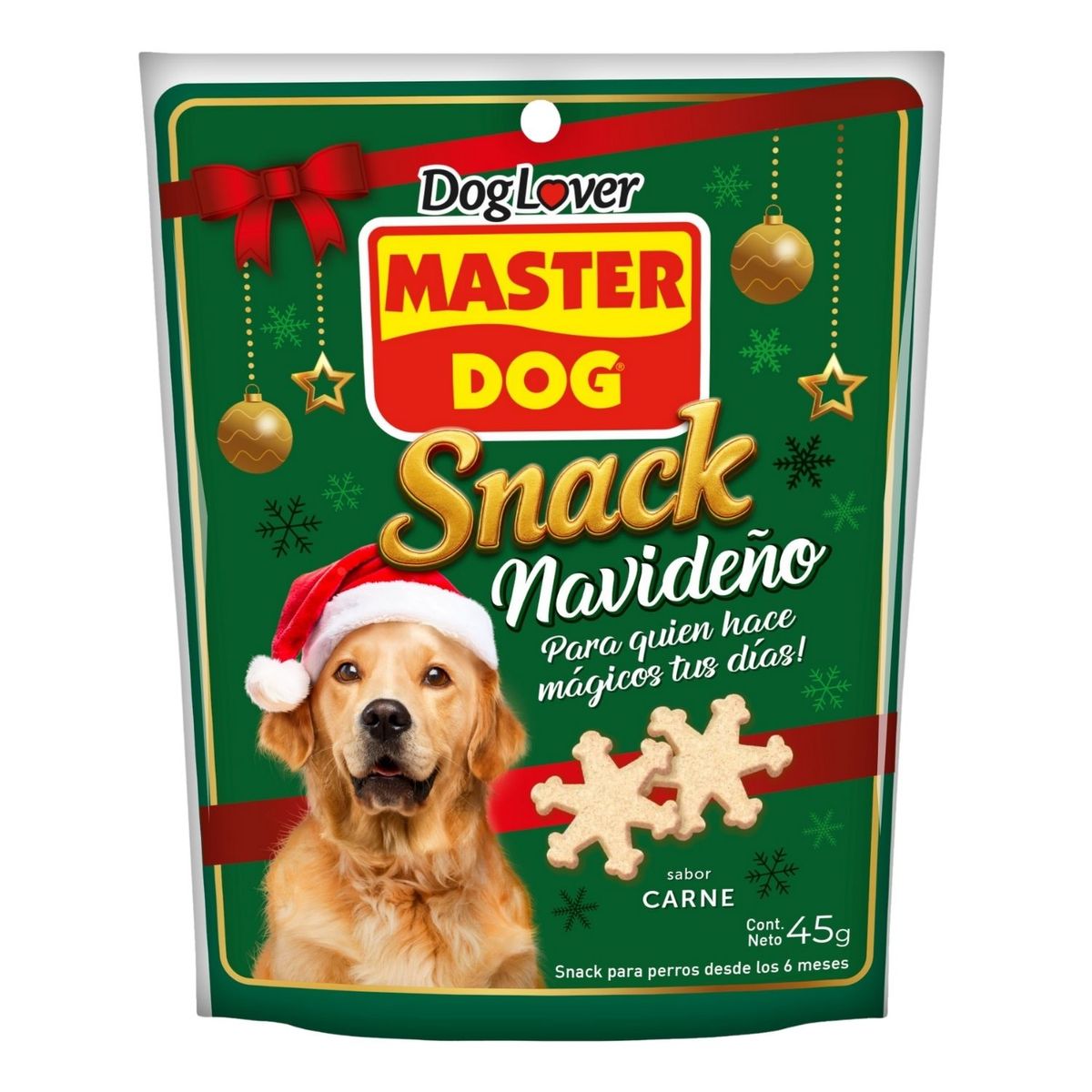 MASTER DOG - Snack Navideño para Perros Copo Sabor Carne Master Dog 45 g