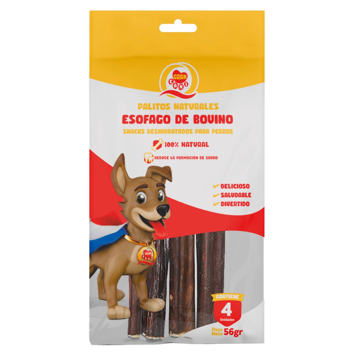 GRAN CANI - Snack Palitos Esofago de Vacuno para Perros Gran Cani 56 g