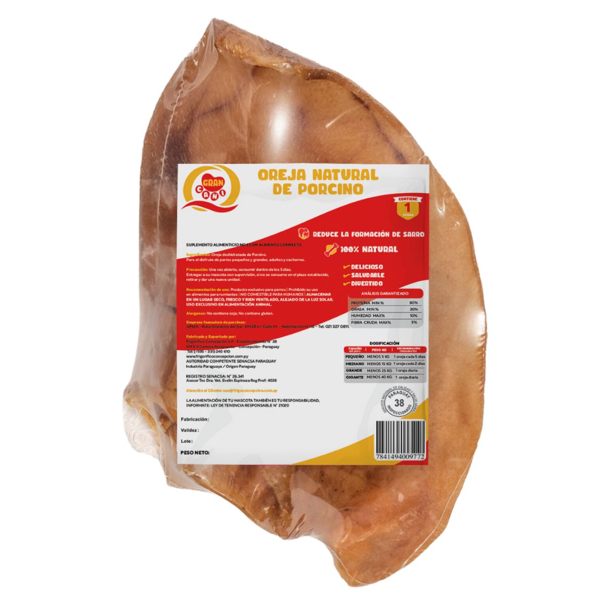 GRAN CANI - Snack Oreja de Cerdo para Perros Gran Cani 40 g