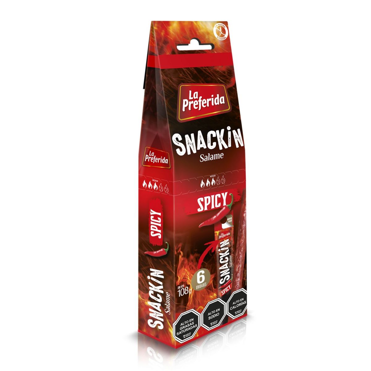 LA PREFERIDA - Salame Snackin Spicy La Preferida 6 Un 108 g