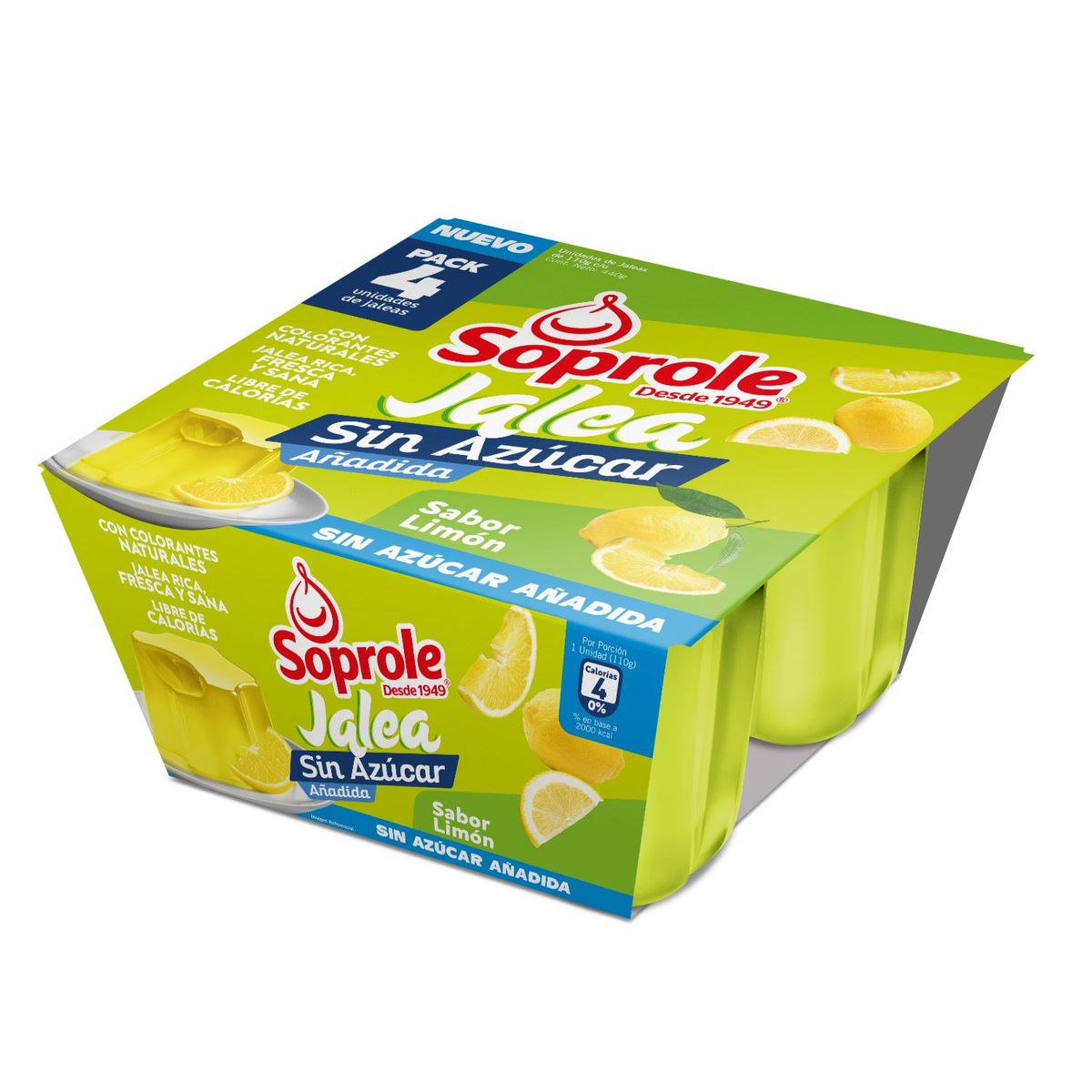 SOPROLE - Pack Jalea Sabor Limón Sin Azúcar Soprole 4 x 110 g