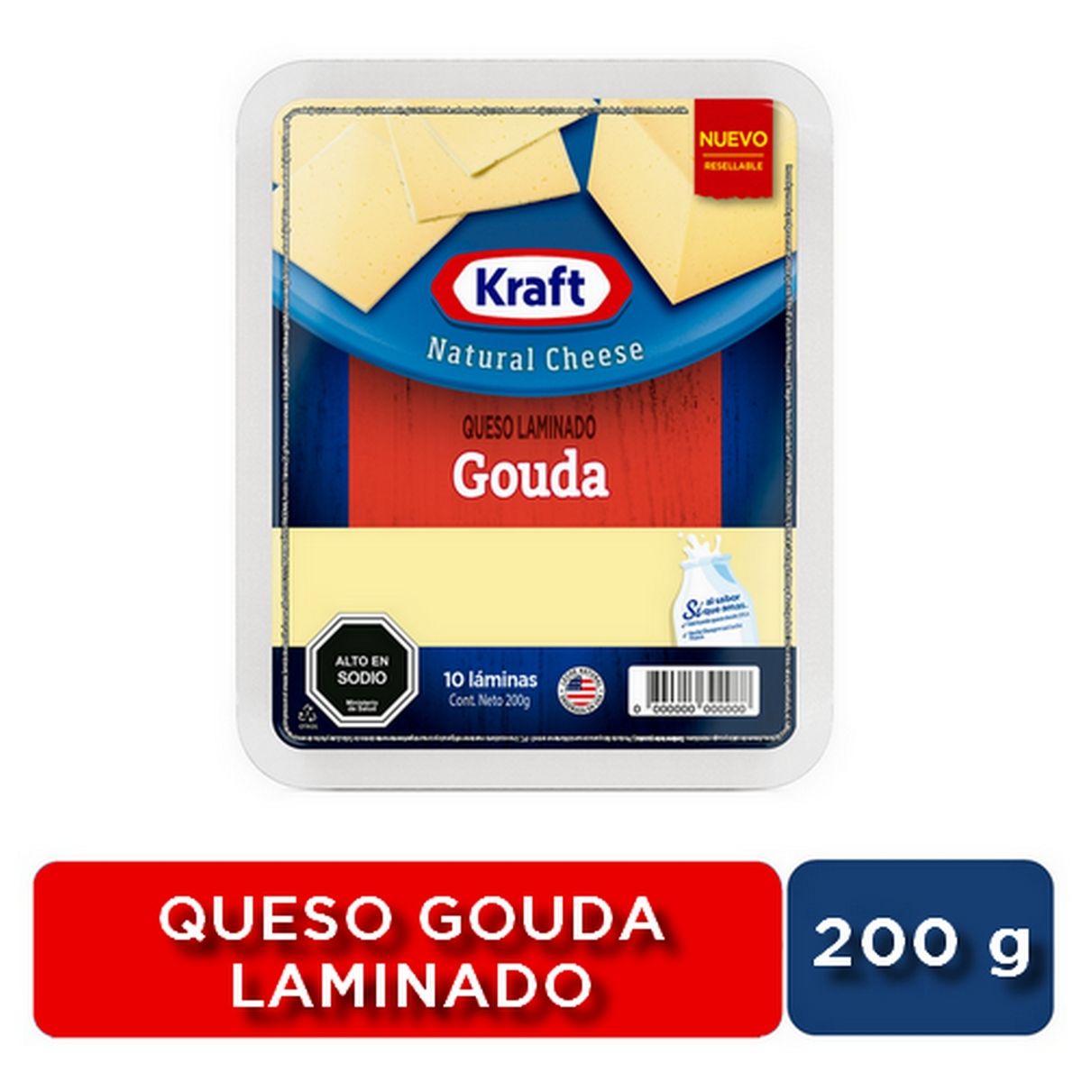 KRAFT - Queso Gauda Laminado Kraft 200 g