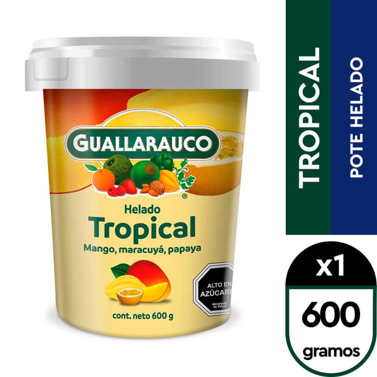 GUALLARAUCO - Helado de Fruta Tropical Mango, Maracuyá y Papaya Guallarauco 600 g