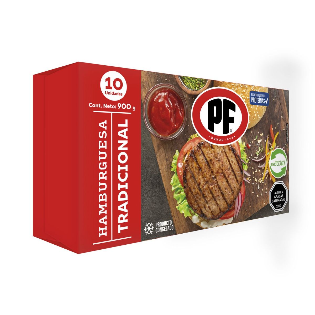 PF - Pack Hamburguesas de Vacuno Tradicional Congeladas PF 10 x 90 g