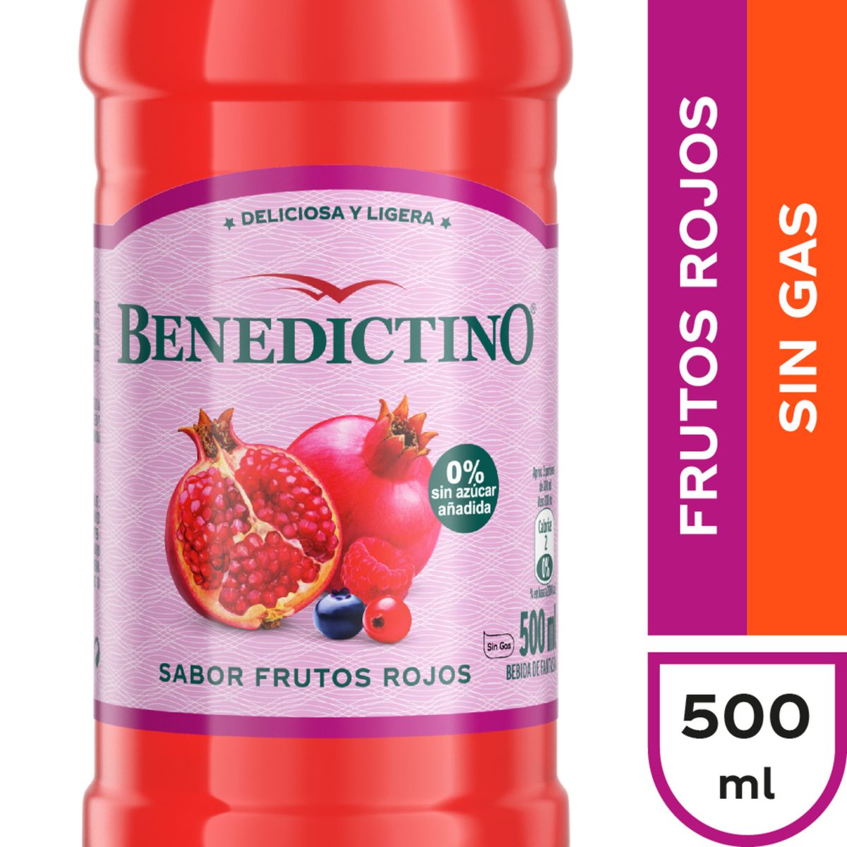 BENEDICTINO - Agua Saborizada Benedictino Sabor Frutos Rojos 500 ml