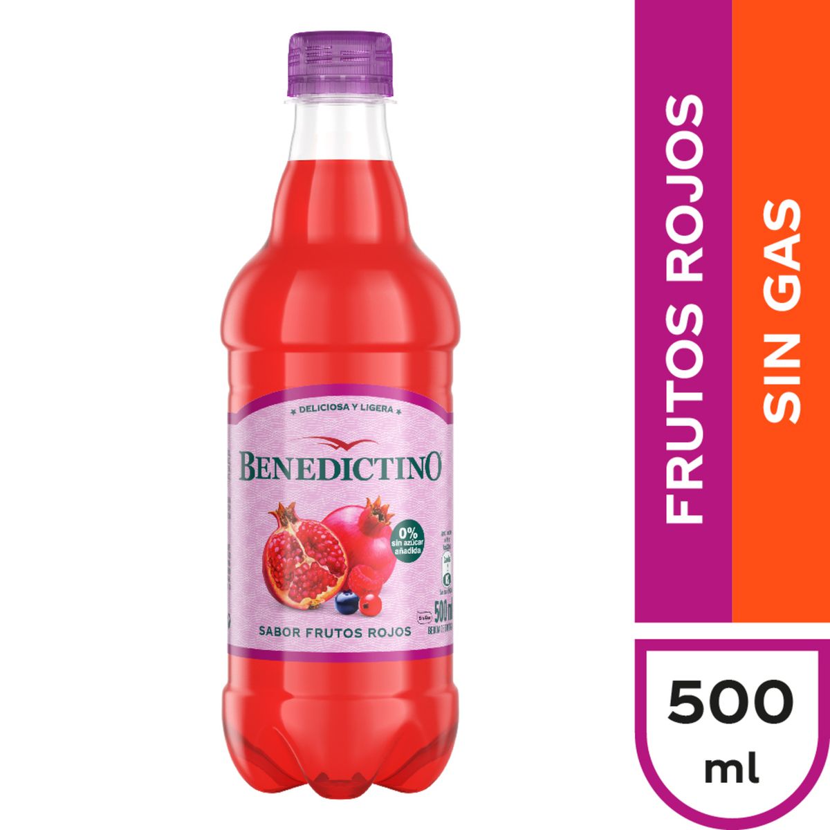 BENEDICTINO - Agua Saborizada Benedictino Sabor Frutos Rojos 500 ml