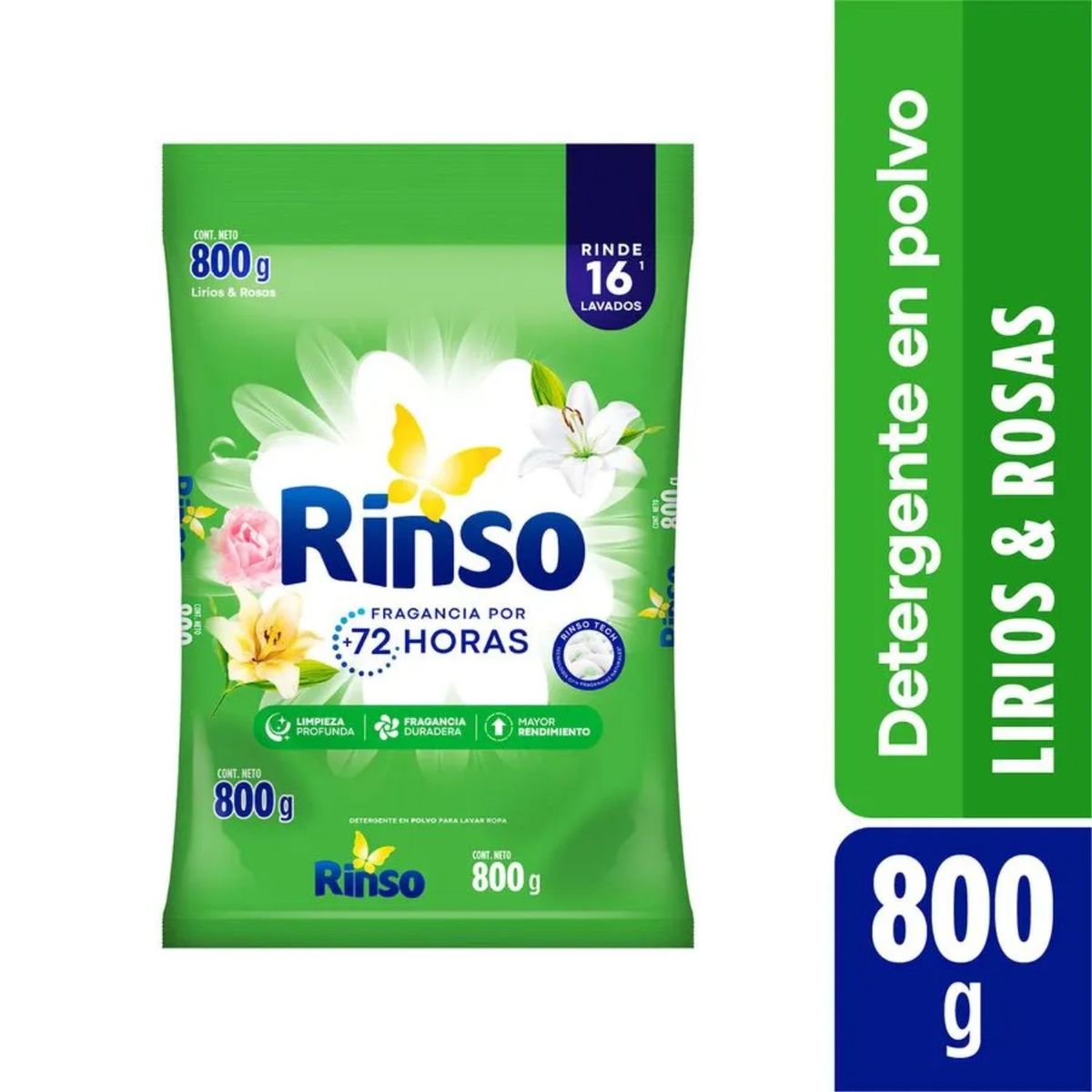 RINSO - Detergente en Polvo Aroma Lirios y Rosas Rinso 800 gr